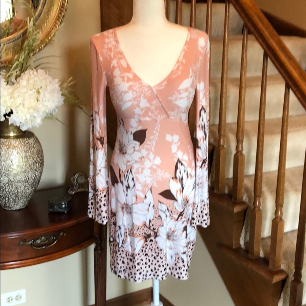 Venus salmon and black midi sexy dress. Small